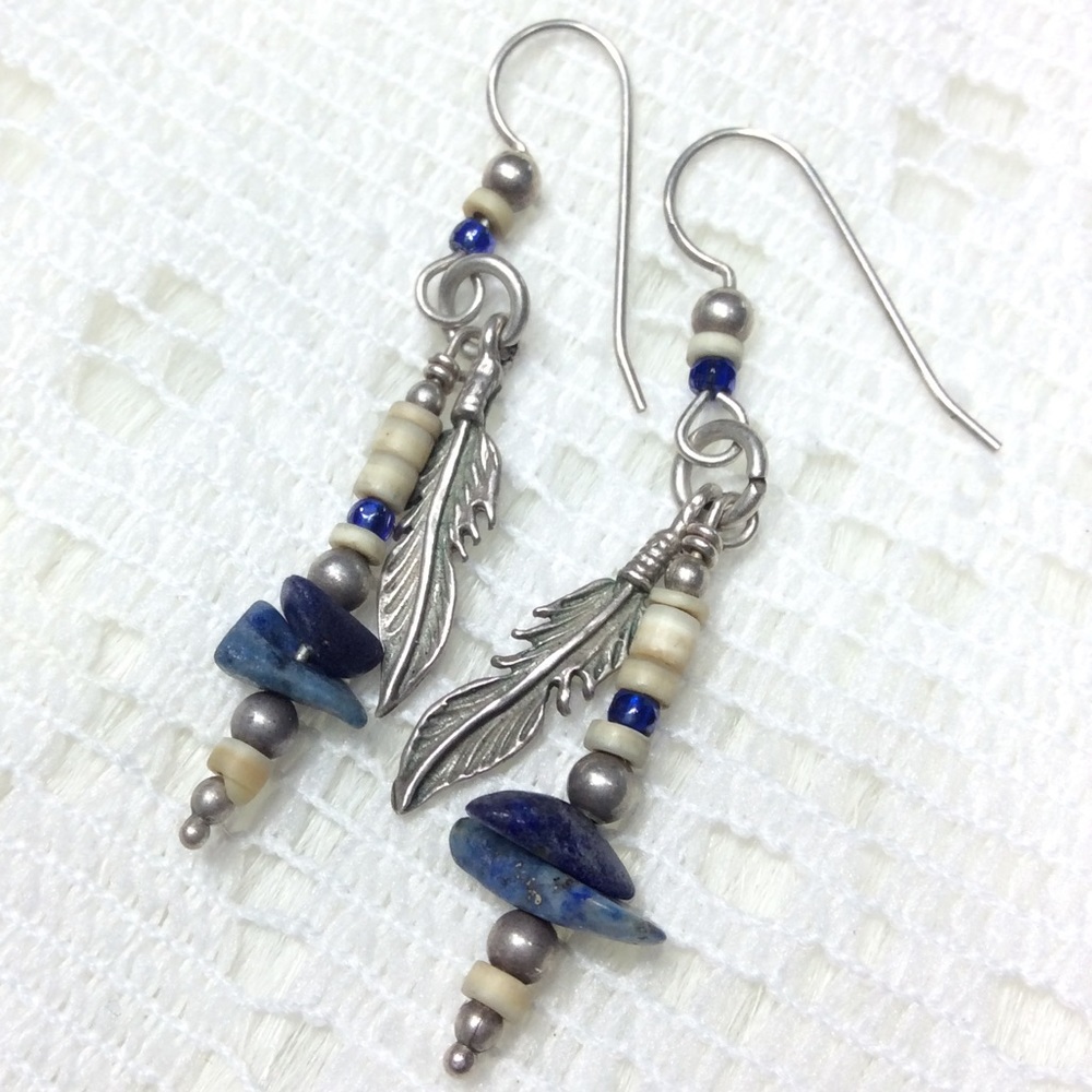 Vintage Authentic Sterling Silver Feather Earring